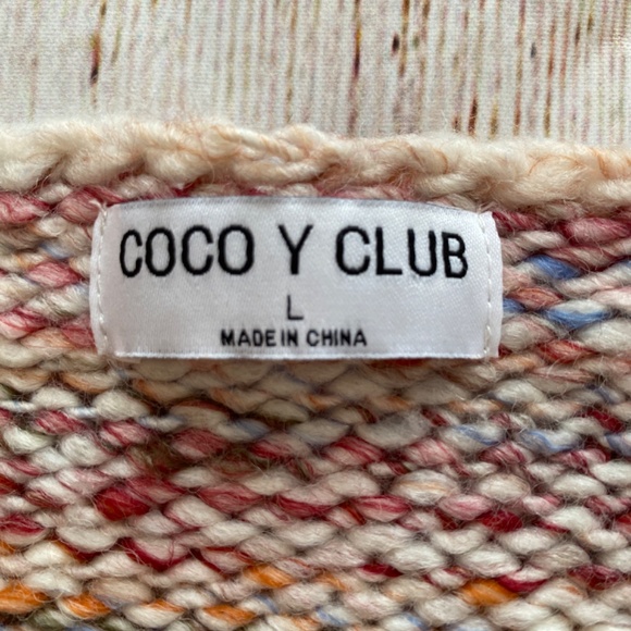 Coco Y Club Cozy Sweater - Women's Size L - Multicolor - V-Neck - Picture 6 of 9